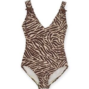 Michael Kors Brown Zebra Print Faux Leather Buckle Strap Accents Animal Print 8